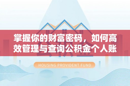 文安掌握你的财富密码，如何高效管理与查询公积金个人账户信息