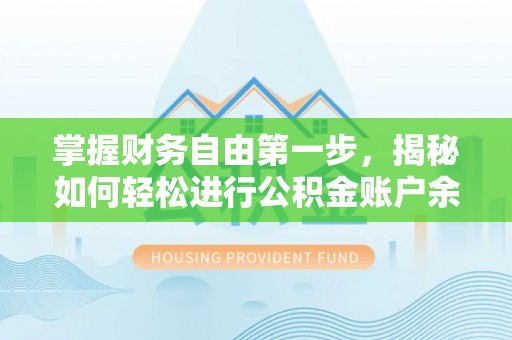 文安掌握财务自由第一步，揭秘如何轻松进行公积金账户余额查询