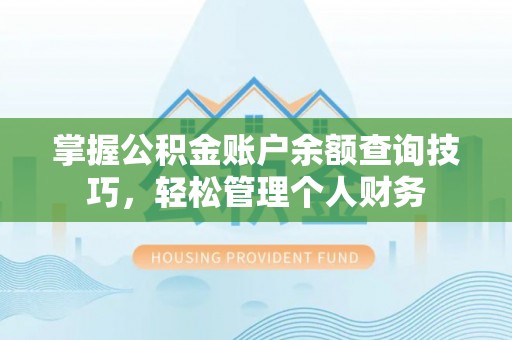 文安掌握公积金账户余额查询技巧，轻松管理个人财务